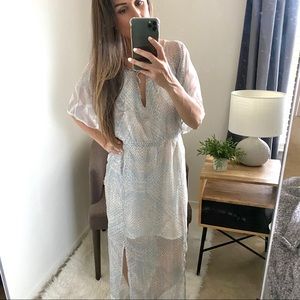 Urban Outfitters Ecoté Boho Sheer Maxi Dress Blue